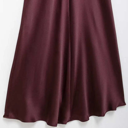 TRZA-Women's Long Satin Halter Dress, Backless, Bow Tied, Back Zipper, Female Dresses, Sexy Fashion - Smarsty