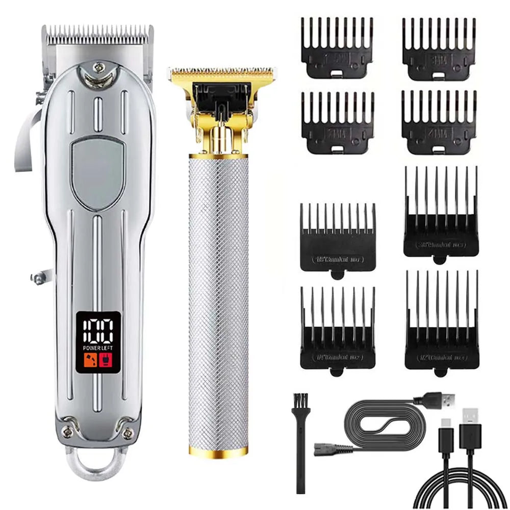 Professional Hair Clipper and Trimmer Set Men Electric Razor Shavers Beard Trimmer Rechargeable Barber Clippers Haircut Kit - Smarsty