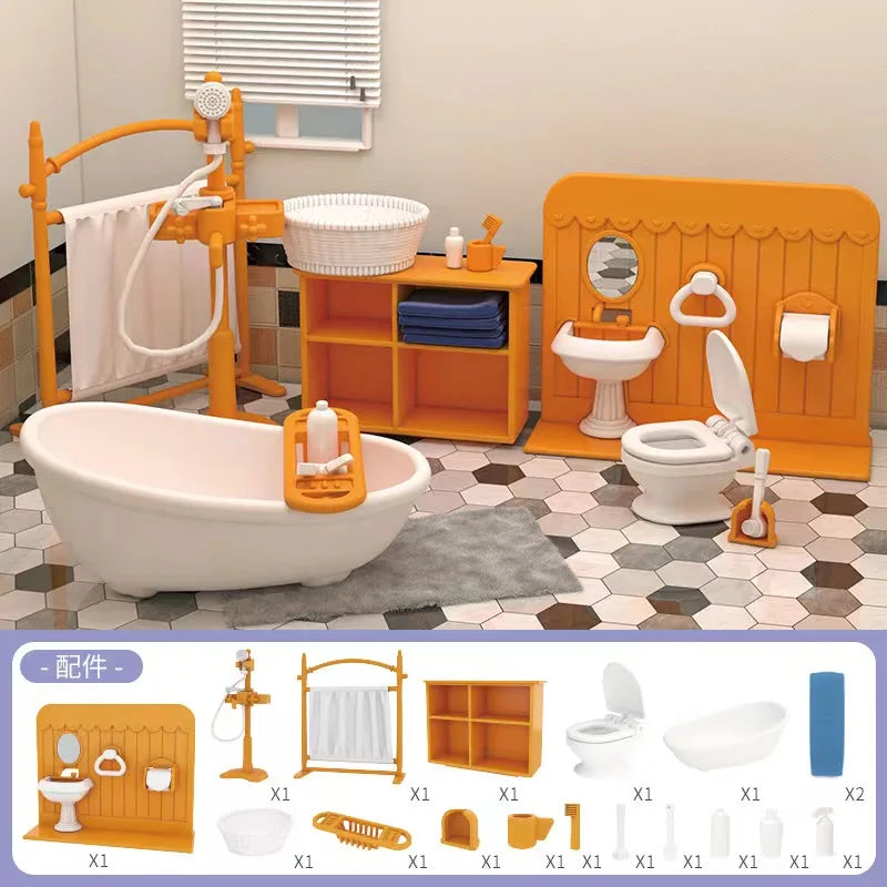 Original Toys Miniature Items Furniture Family Toys Dollhouse LivingRoom Bathroom Kitchen Set Pretend Creative Ideas Kids Toys by Smarsty