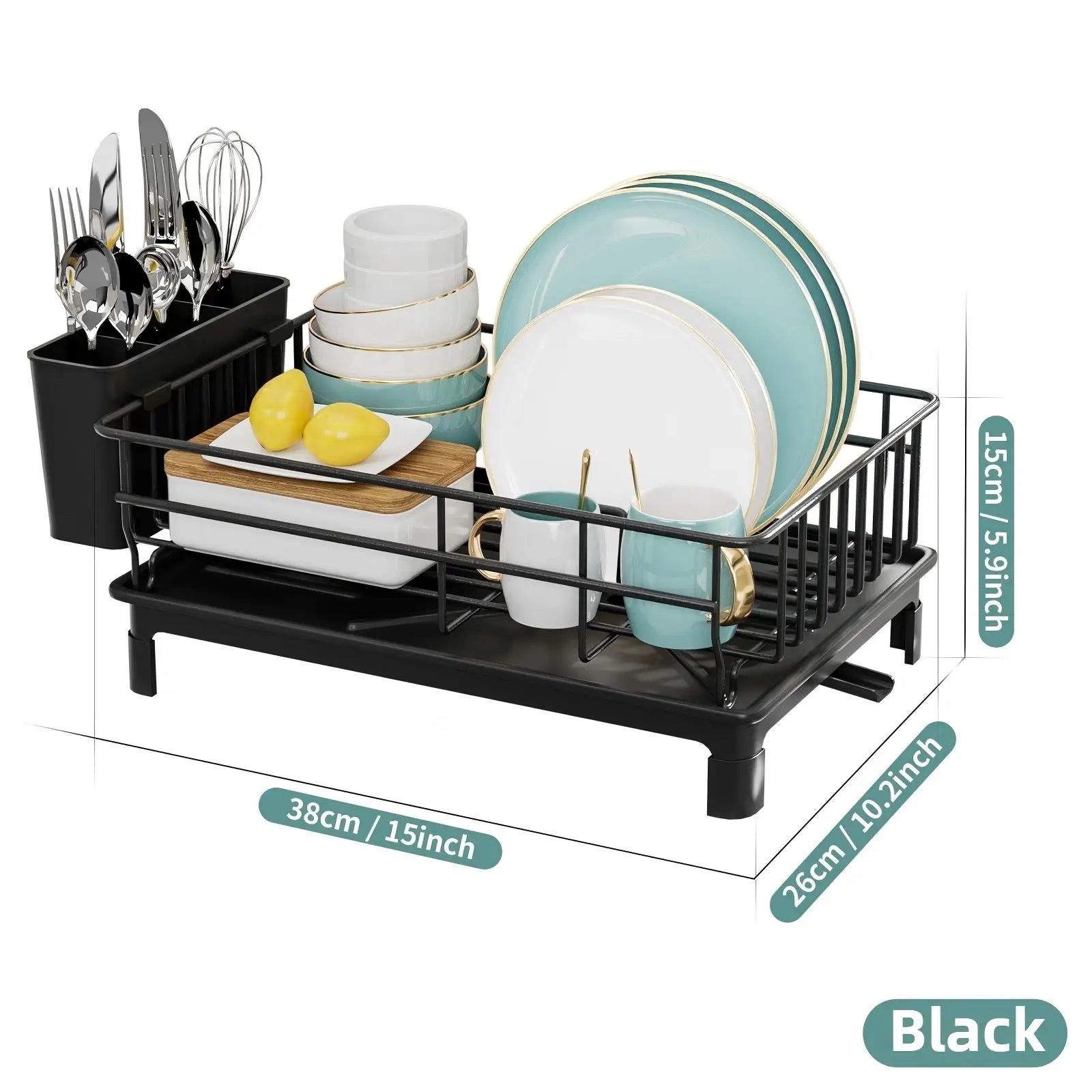 Single Layer Hollow Dish Rack Kitchen Countertop Rack with Drainage Tray Multifunctional Tableware Rack Rust Resistant Durable