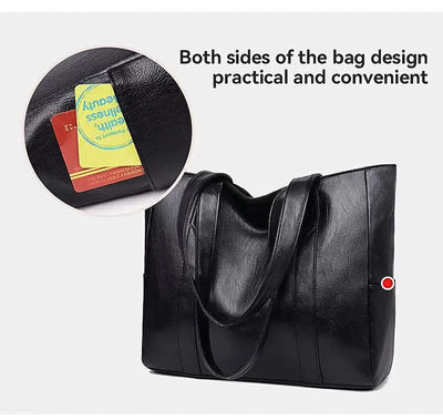 Vintage Large Capacity Tote Bag With Premium Vegan Leather - Smarsty