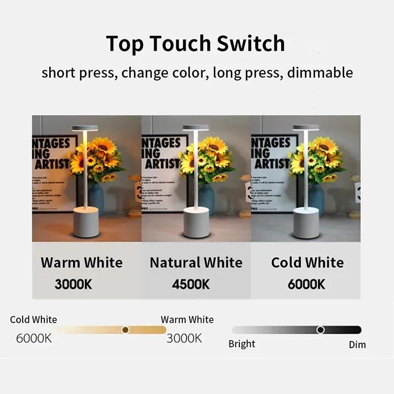 LED Touch Table Lamp Rechargeable Night Light for Ambiance - Smarsty