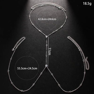 Rhinestone Cross Body Jewelry Chain for Beach Fashion - Smarsty
