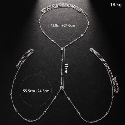 Rhinestone Cross Body Jewelry Chain for Beach Fashion - Smarsty