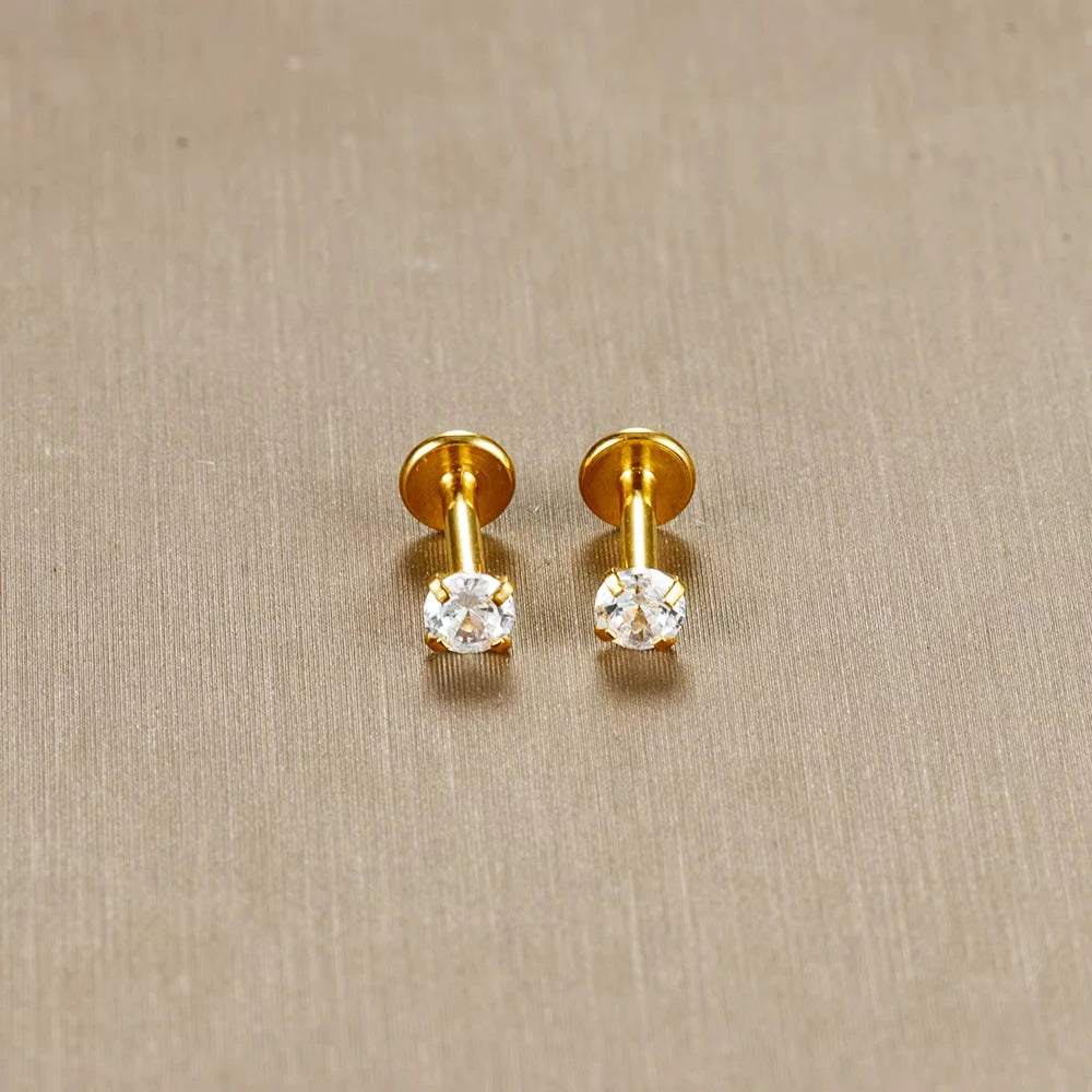 Labret Tragus Stud 16G Surgical Stainless Steel CZ Crystal - Smarsty