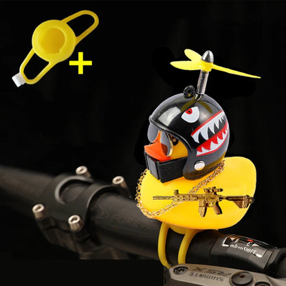 Helmeted Yellow Duck Car Ornament With Propeller Toy Gun - Smarsty
