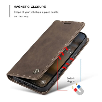 iPhone 11 12 13 Mini Xs 8 Plus SE2020 Retro PU Leather Magnetic Book Phone Wallet Flip Case by Smarsty
