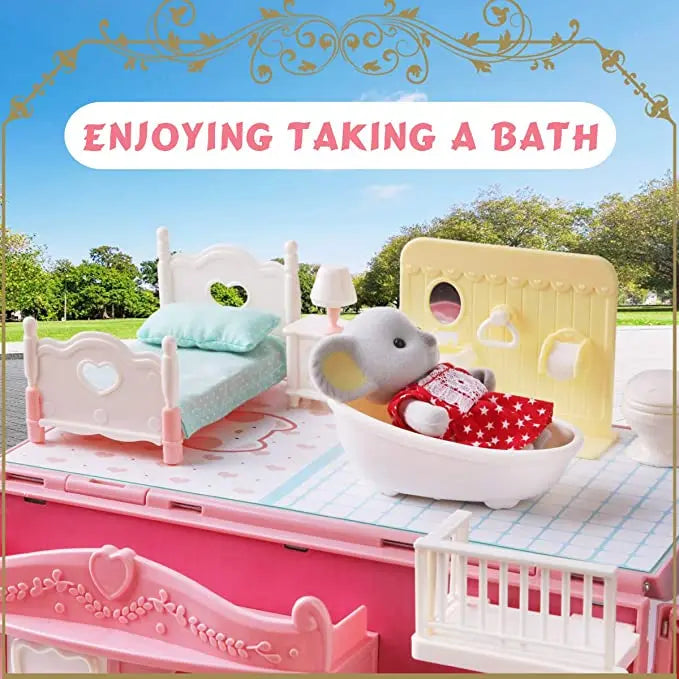 Dollhouse Koala Diary Girl Play House Toy Diy Tour Bus Bedroom Dresser Dining Kitchen Bathroom Shop Pretend Family Toys Girls by Smarsty