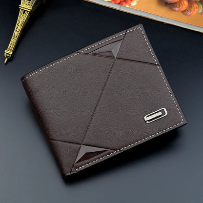 Men Short Bifold Faux Leather Masculina Billetera Credit ID Card Holder Wallet Billfold Purse Clutch Solid Hombre Business Slim - Smarsty