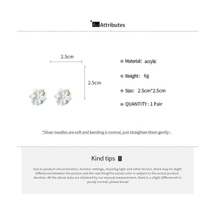 Acrylic Camellia Flower Stud Earrings Lightweight Bridal - Smarsty