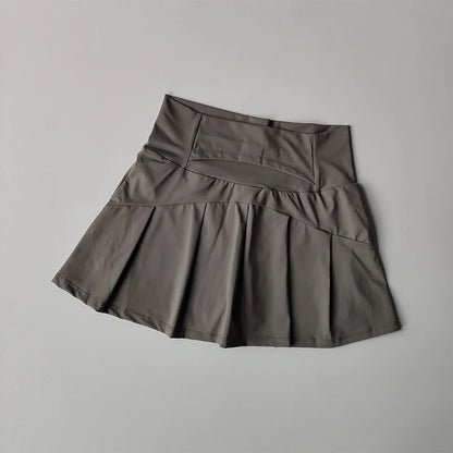 High Waisted Sports Short Skirt, Summer New Cool and Anti Glare Lined Shorts Women's Fitness Yoga Quick Drying A-line Skirt - Smarsty