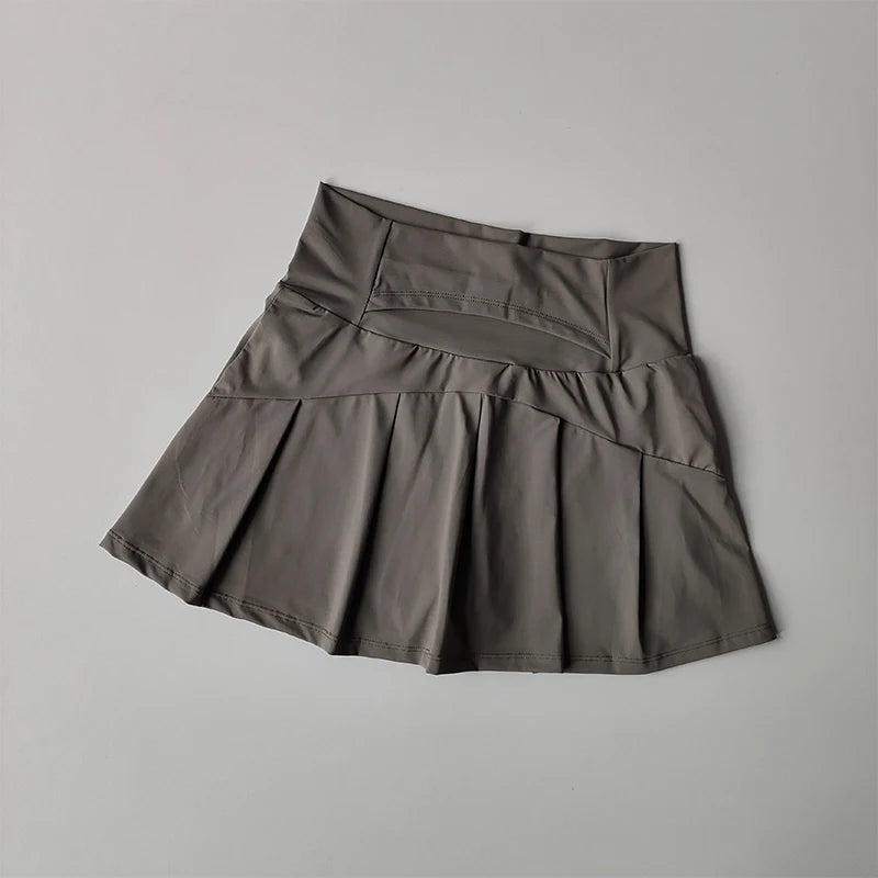 High Waisted Sports Short Skirt, Summer New Cool and Anti Glare Lined Shorts Women's Fitness Yoga Quick Drying A-line Skirt - Smarsty
