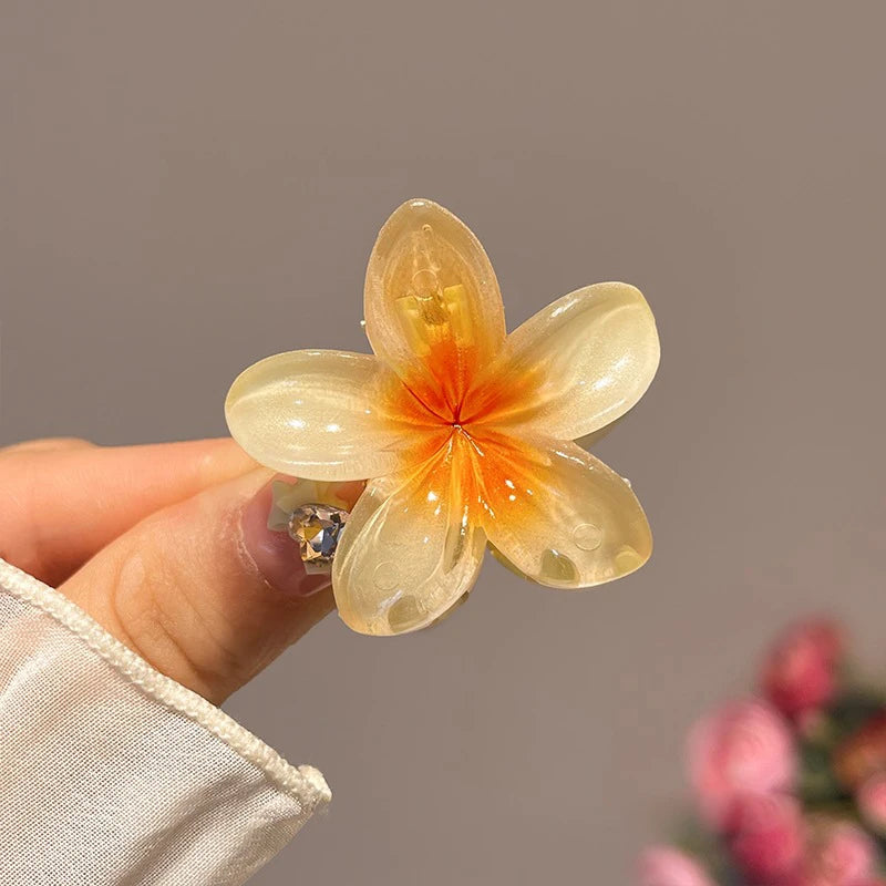6 Pack Hawaiian Gradient Flower Hair Clips Small Set - Smarsty
