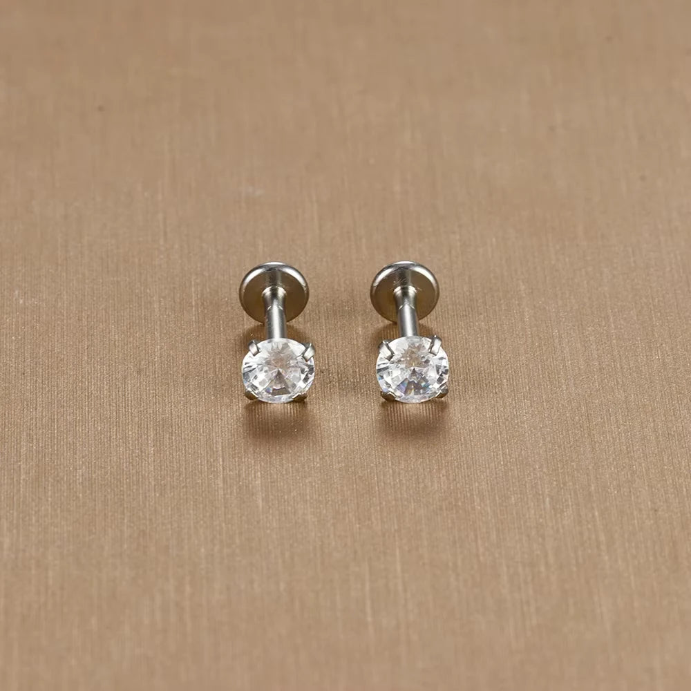 Labret Tragus Stud 16G Surgical Stainless Steel CZ Crystal - Smarsty