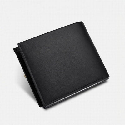 Fashion Men's Solid Color Horizontal Short Style Leather Wallet with Multiple Card Slots and A Clear ID Window for Students - Smarsty