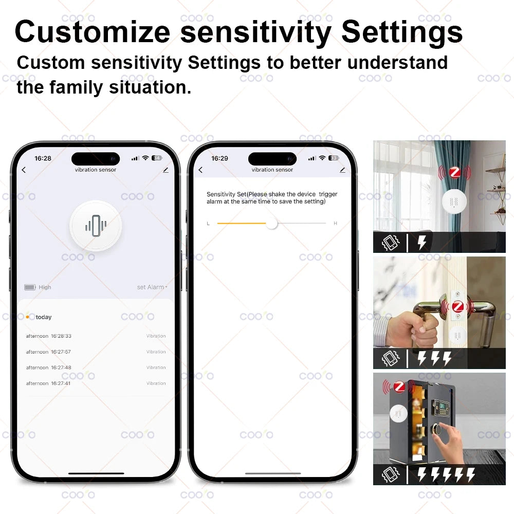 Tuya Zigbee Smart Vibration Sensor Detection Smart Life App Notification Real-Time Motion Shock Alarm Record