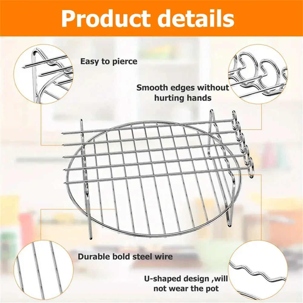 Stainless Steel Air Fryer Rack Set for BBQ Cooking - Smarsty
