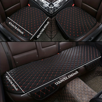Cotton Linen Car Seat Covers Set Three Piece Universal - Smarsty