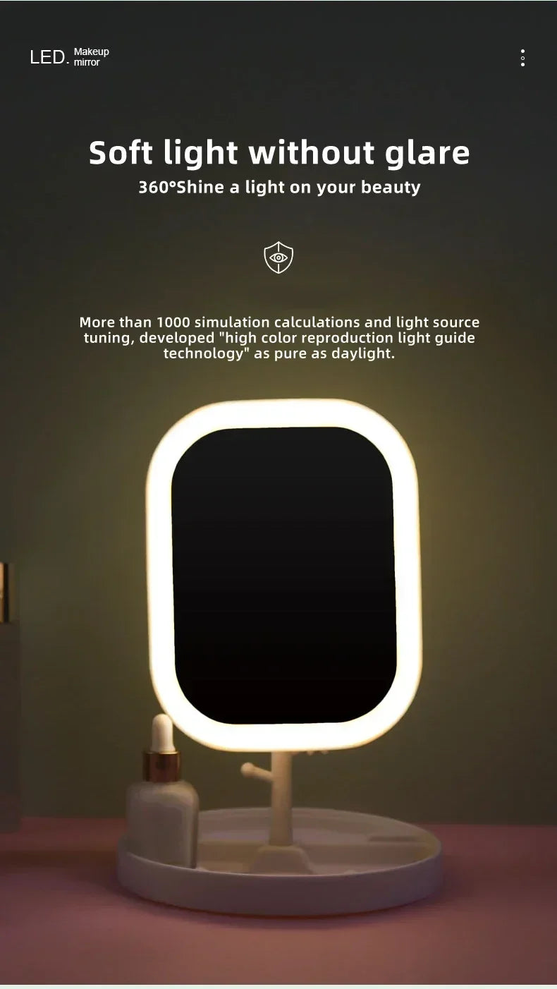 LED Vanity Mirror with Adjustable Three-Color Light - Smarsty