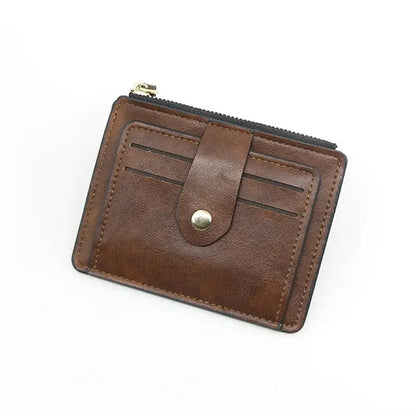 Luxury Small Men's Credit ID Card Holder Wallet Male Slim Leather Wallet with Coin Pocket Brand Designer Purse for Men Women - Smarsty