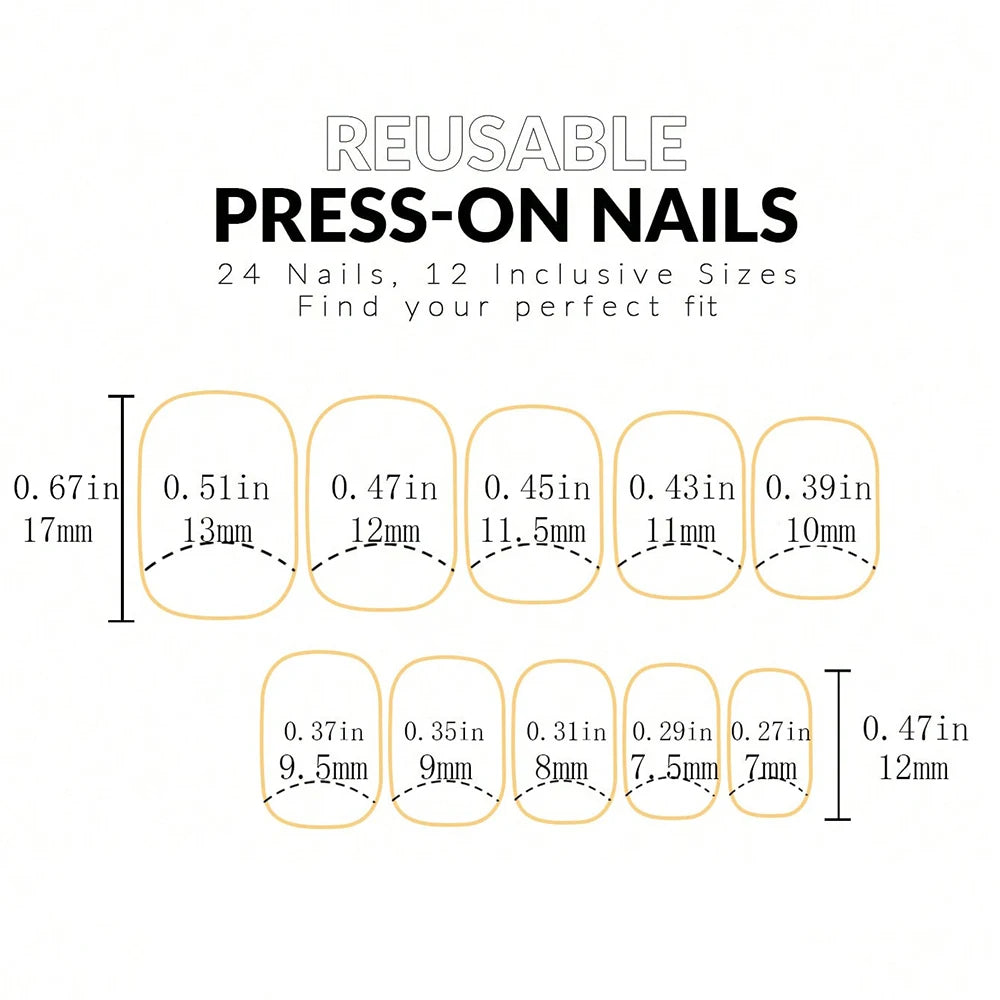 24 Piece Short Fake Nails Set with Glitter Tips - Smarsty