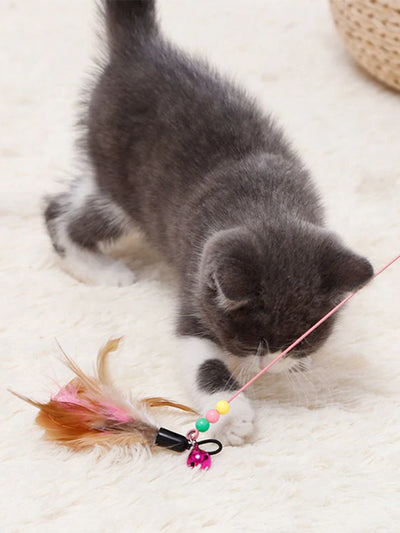 Cat Teaser Stick With Bell and Feather Fun - Smarsty