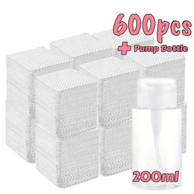 20/600pcs Lint-Free Nail Wipes Gel Cleansing Tissues Aluminum-Free Nail Polish Remover Pads for NaiArt Beauty Cleaning Care Tool - Smarsty