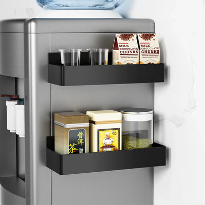 Strong Magnetic Shelves 2 Layers Black White Storage Rack Kitchen Plastic Spice Seasoning Organizer for Refrigerator Microwaves by Smarsty