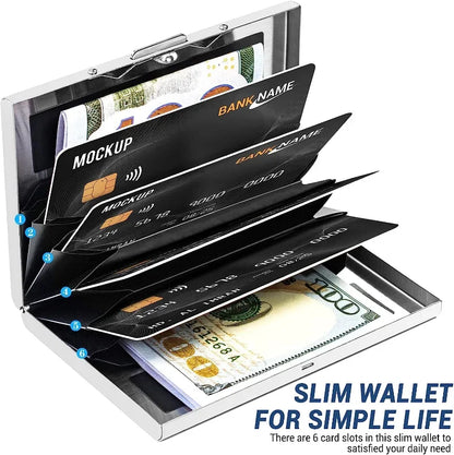 Anti-Scan ANTI RFID Blocking 6 Cards Aluminum Metal ID Bank Credit Card Holder Slim Wallet Case Business Card Protection Holder