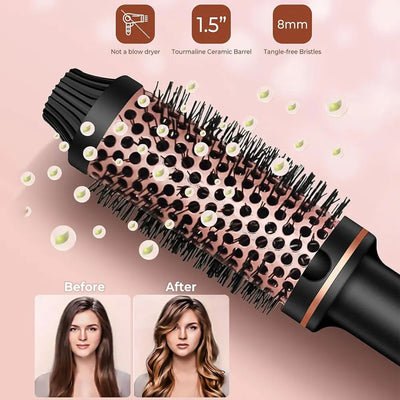 1.5 Inch Ceramic Heated Hair Curling Brush - Smarsty