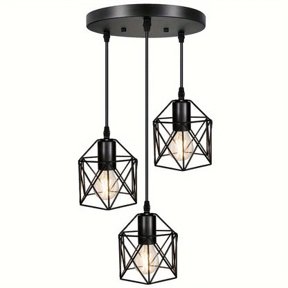Vintage Black Pendant Lamp with Three Lights for Modern Spaces - Smarsty