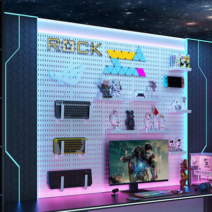 No Punching Pegboard Wall Organizer Panel Shelves For Gamer Room,bathroom,kitchen Storage Rack Organizer Pegboard Accessories by Smarsty