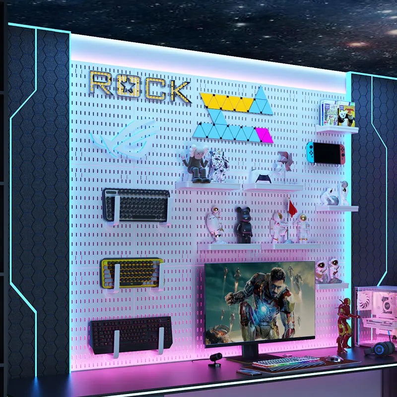 No Punching Pegboard Wall Organizer Panel Shelves For Gamer Room,bathroom,kitchen Storage Rack Organizer Pegboard Accessories by Smarsty