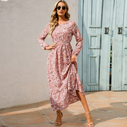 2023 Sping Summer Bohemian Women Maxi Dress Casual Long Sleeve High Waist Beach Woman Chiffon Dresses Floral Vestidoes Mujer New - Smarsty