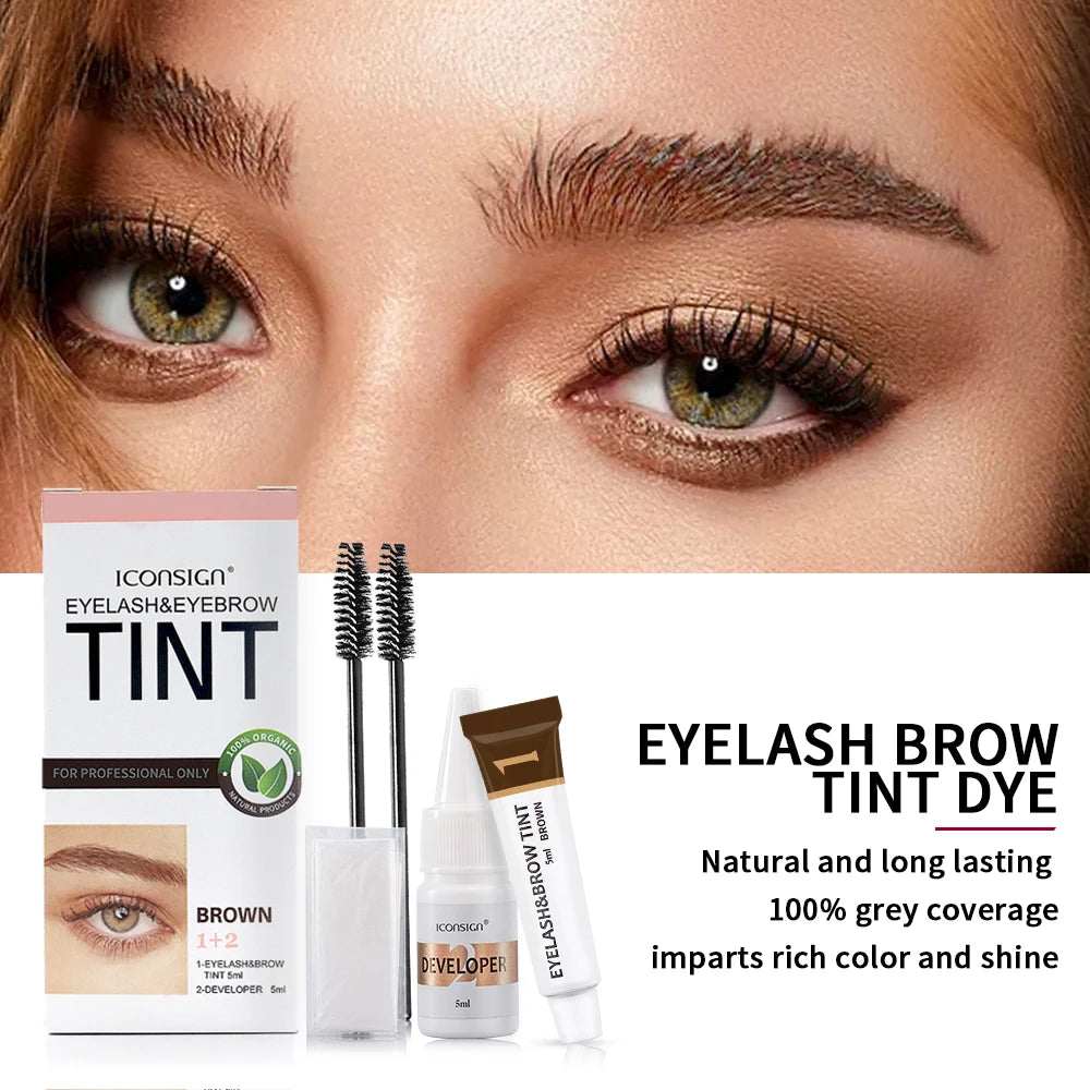ICONSIGN Eyelash Eyebrow Dye Tint Kit Brow Enhancer Mascara Lift Tinting Tattoo Eyes Makeup Tools - Smarsty