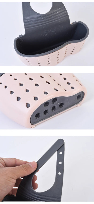 Home Storage Drain Basket Kitchen Sink Holder Adjustable Soap Sponge Shlf Hanging Drain Basket Bag Kitchen Accessories by Smarsty