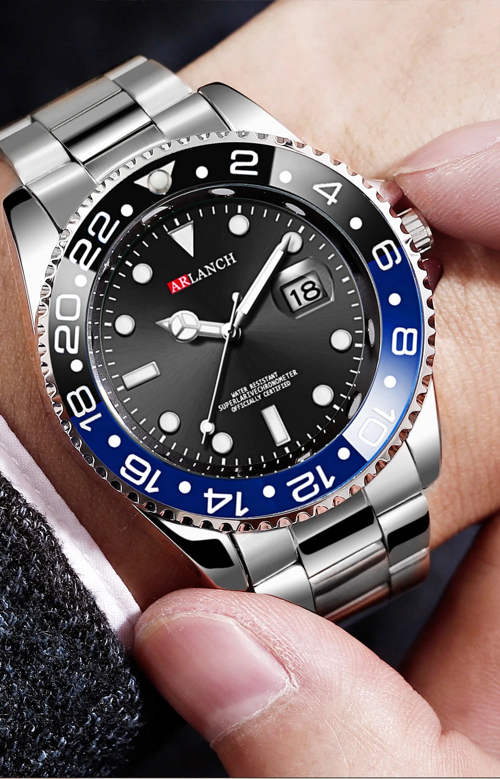 Classic Stainless Steel Quartz Watch with Magnifying Glass - Smarsty