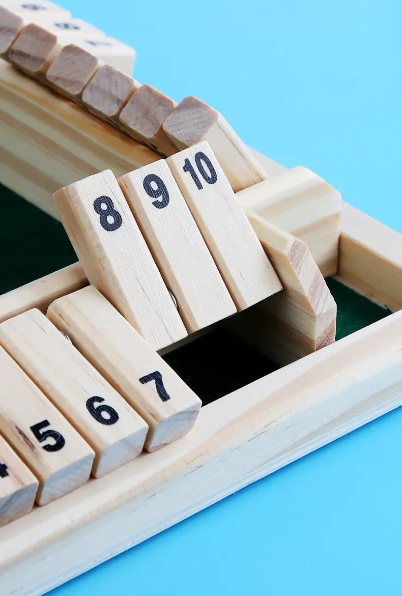 Wooden Dice Board Game Shut The Box for 4 Players Flaps & Dices Game Parent-children Interaction Family Entertainment by Smarsty