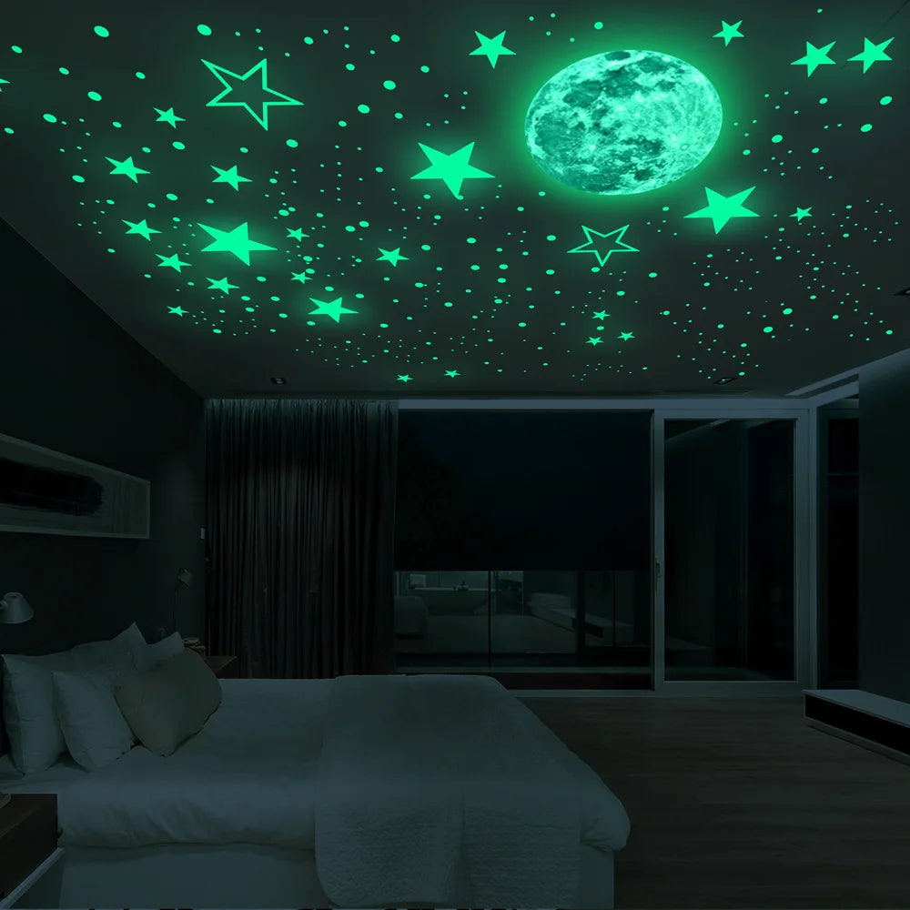 Luminous Moon and Stars Wall Stickers for Kids - Smarsty