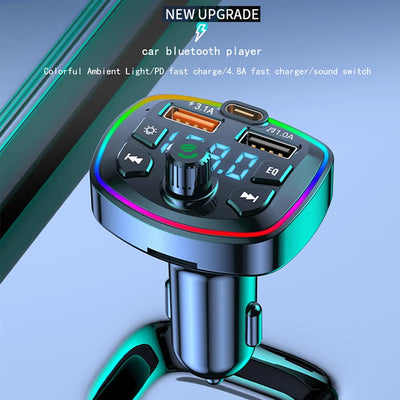 Car Bluetooth 5.0 FM Transmitter Wireless Adapter Mic Audio Receiver Auto MP3 Player 2.1A Dual USB Fast Charger Car Accessories - Smarsty