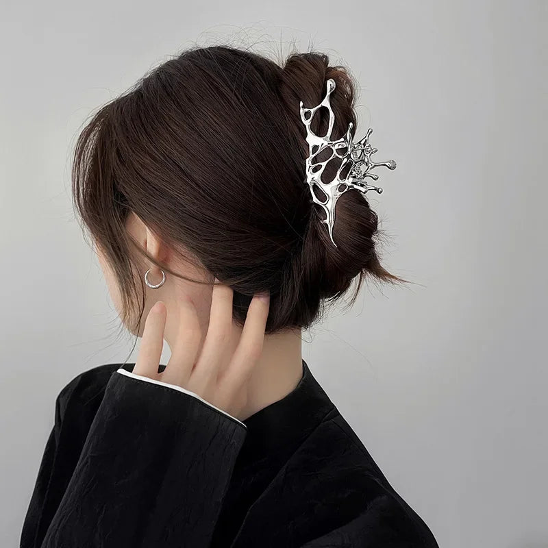 Large Metal Claw Clips For Women Strong Hold Silver - Smarsty