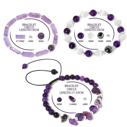 Amethyst Healing Bracelet Set for Weight Loss and Meditation - Smarsty