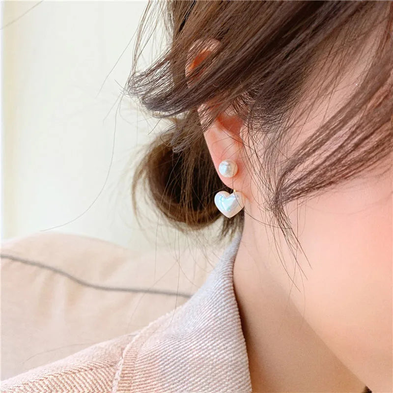 Elegant Pearl Heart Stud Earrings For Wedding Gifts - Smarsty