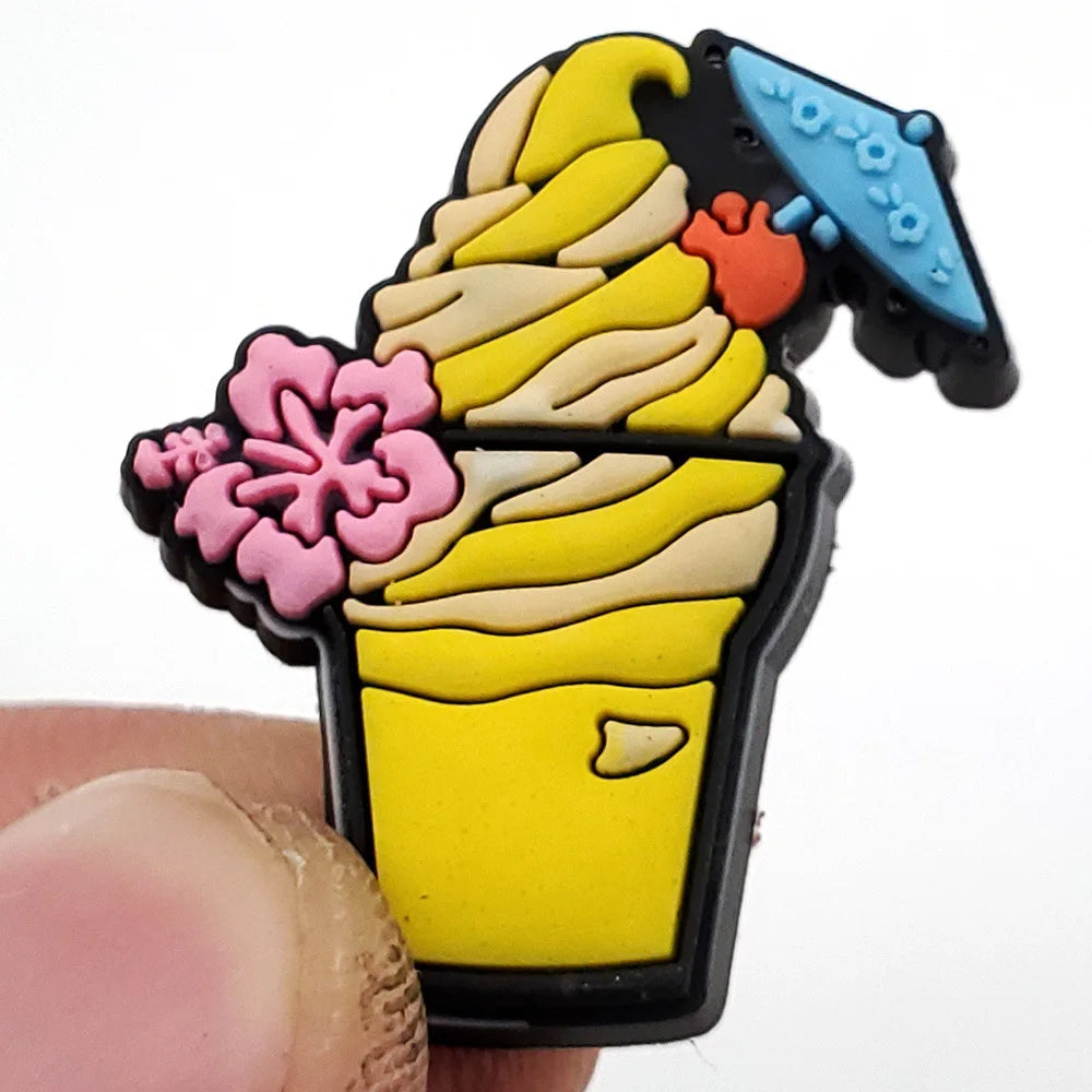 20pcs Food Series Cake Pizza PVC Shoe Charms Accessories Clogs Bubble Slides Sandals Shoe Buckles Decorations Pins Kids Gifts