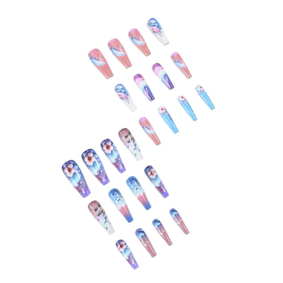 Extra Long Stiletto Black Fake Nails 24PCS Full Cover - Smarsty