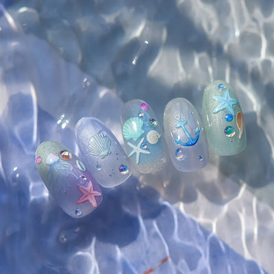 5D Summer Beach Nail Stickers with Shiny Sea Designs - Smarsty