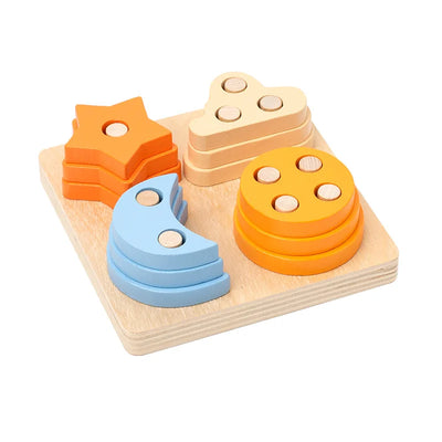 Montessori Toy Wooden Building Blocks Early Learning Educational Toys Color Shape Match Kids Puzzle Toys For Children Boys Girls - Smarsty