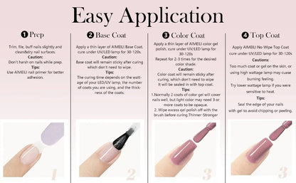 8ml Functional Gel Nail Art Set with Base Coat and Top Coats - Smarsty