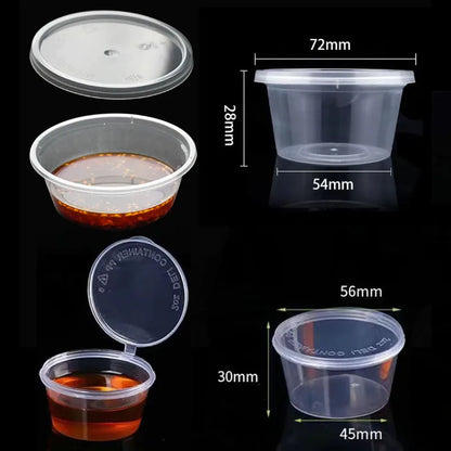 50/100pcs  2oz Portion Cups With Lids Disposable Plastic Sauce Container Box Salad Dressing Seasoning Mini Kitchen Organizer