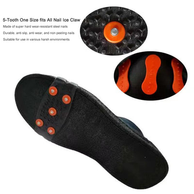5-Stud Climbing Crampons Anti Slip Mountaineering Cleats Unisex Snow Claw Shoe Covers Walking Hiking Accessories - Smarsty